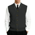 thumbnail image 2 of Resicozy Men's Knit Sweater Vest Solid Color V Neck Button Down Sleeveless Cardigan Vest Black S, 2 of 7