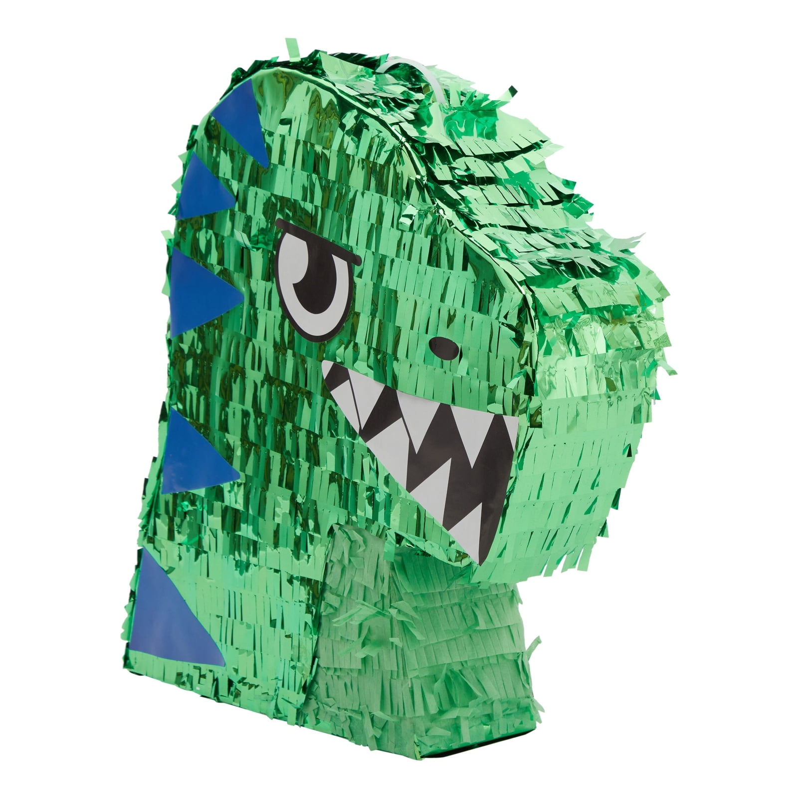 Small T-Rex Themed Dinosaur Pinata for Kids Birthday Party, Green Foil, 11 x 13 x 3 In