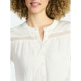 thumbnail image 4 of Time and Tru Women's Lace Yoke Half Button Shirt with Long Sleeves Sizes XS-XXXL, 4 of 6