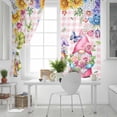 thumbnail image 5 of Watercolor Gnomes Floral Blackout Curtains for Bedroom, Spring Butterflies Flowers Pink Plaid Thermal Insulated Kitchen Drapes with Grommets, Light Blocking Window Treatment, 2 Panels 42" x 45", 5 of 7