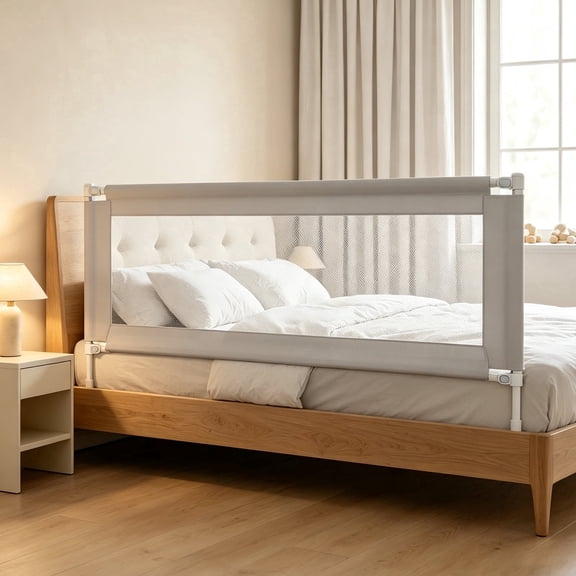 Abdtech 74.8 inch Toddler Safety Bed Rail Adjustable Height Guardrail for Full Queen King Size Beds, 1 Pack, Gray