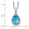 thumbnail image 3 of 925 Sterling Silver Necklace with Pendants Chain Rhodium Polished Blue Topaz & CZ 18 inch, 3 of 5