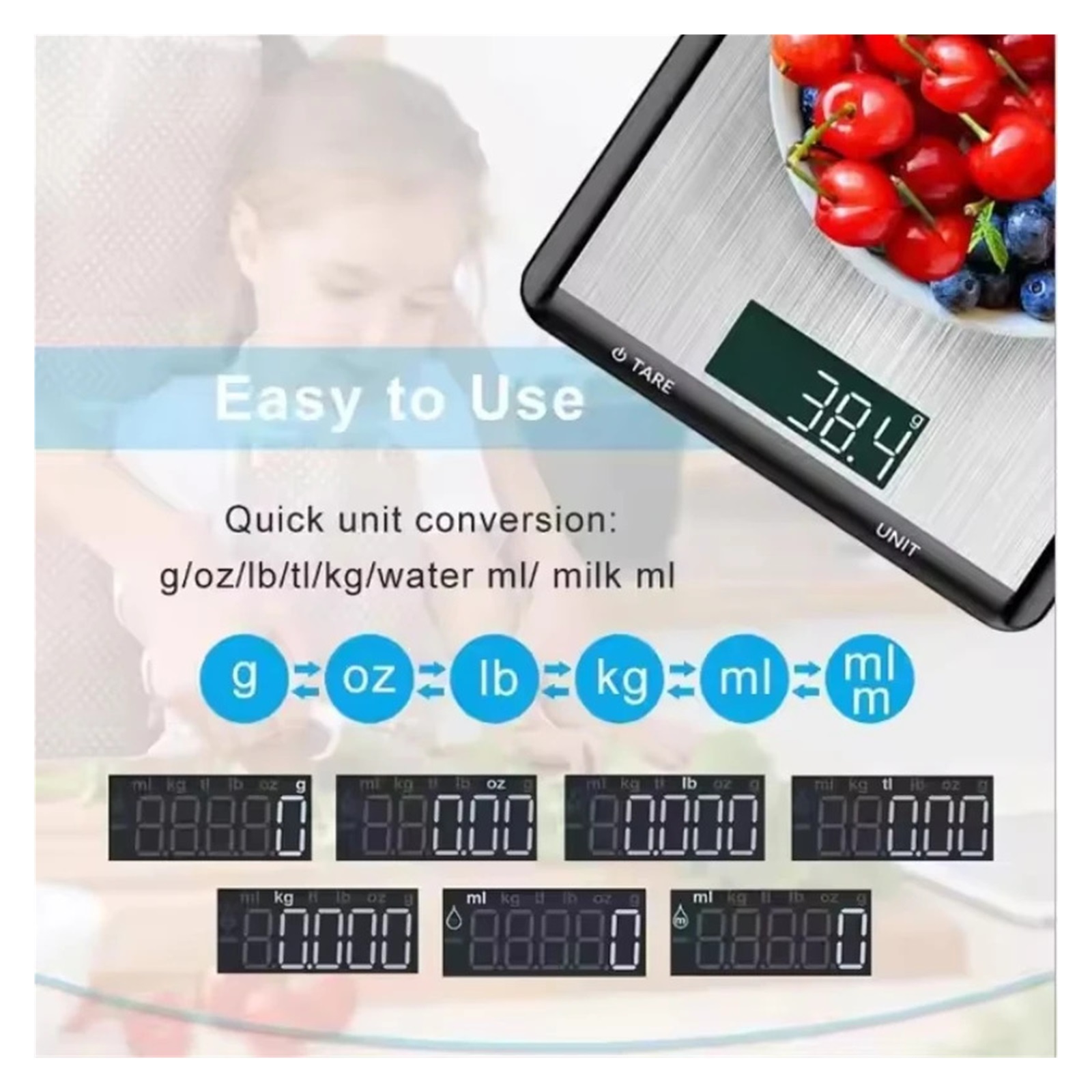 Kitchen Scale Weighing Food Coffee Balance Smart Electronic Digital Scales Stainless Steel Design