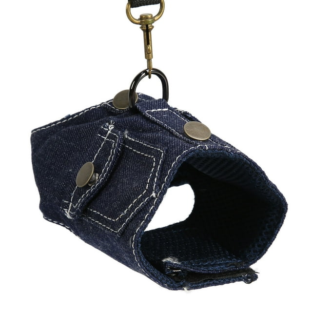 Dog Denim Harness, Dog Jean Jacket Harness Tight Fit Prevent Choking Comfortable Breathable Mesh Vest Design Prevent Neck Strains For Dog Dark Blue L