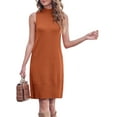 thumbnail image 2 of Sleeveless Solid Color Women Casual Sweater Dress Lady Elegant Knit Mini Dress, 2 of 5