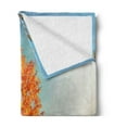 thumbnail image 2 of Autumn Soft Flannel Fleece Throw Blanket, Autumn Sight with Pale Falling Leaves in the Park Foliage Nature Season Concept, Cozy Plush for Indoor and Outdoor Use, 60" x 80", Orange Blue, by Ambesonne, 2 of 5