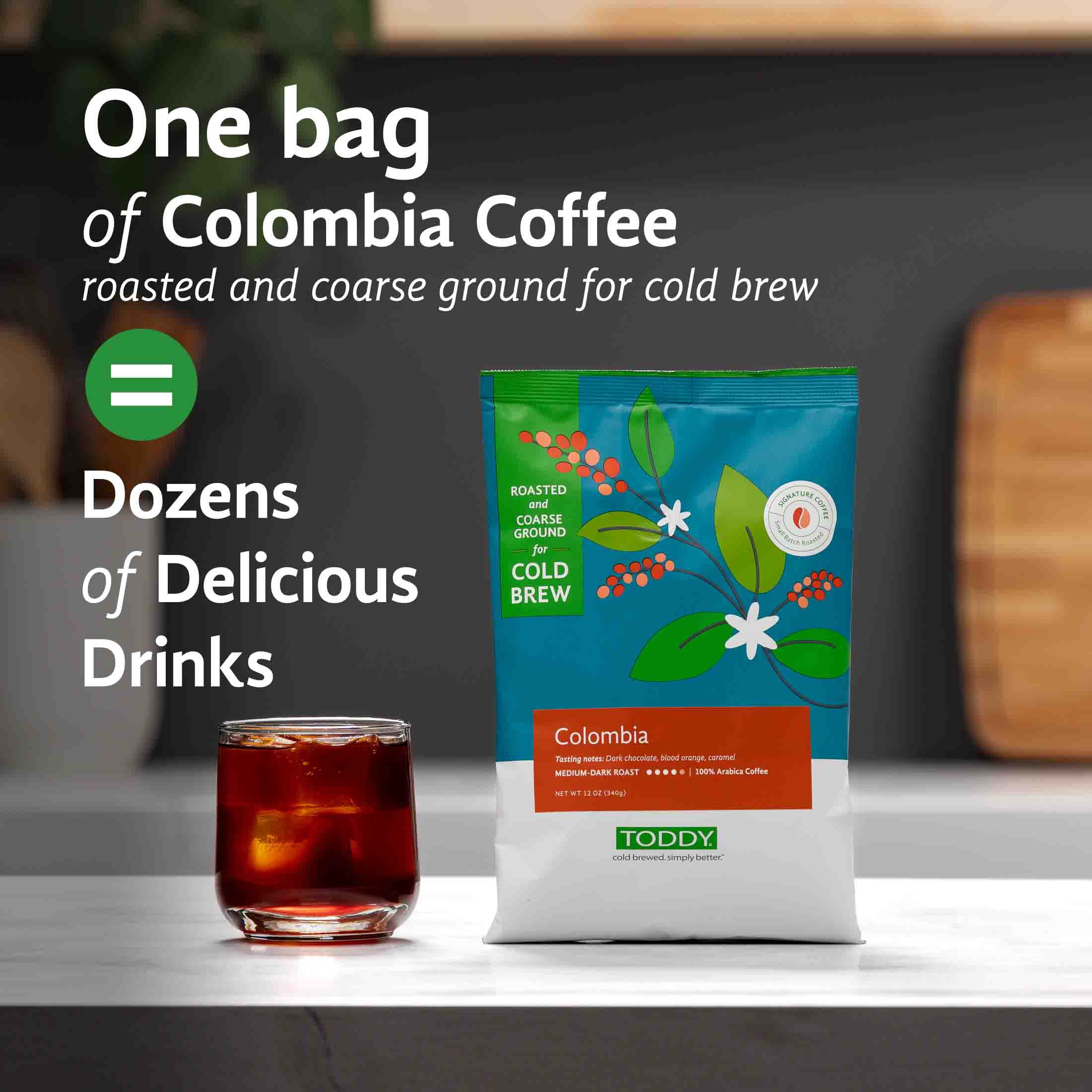 (6 pack) Colombian Cold Brew Coffee, Coarse Ground Coffee