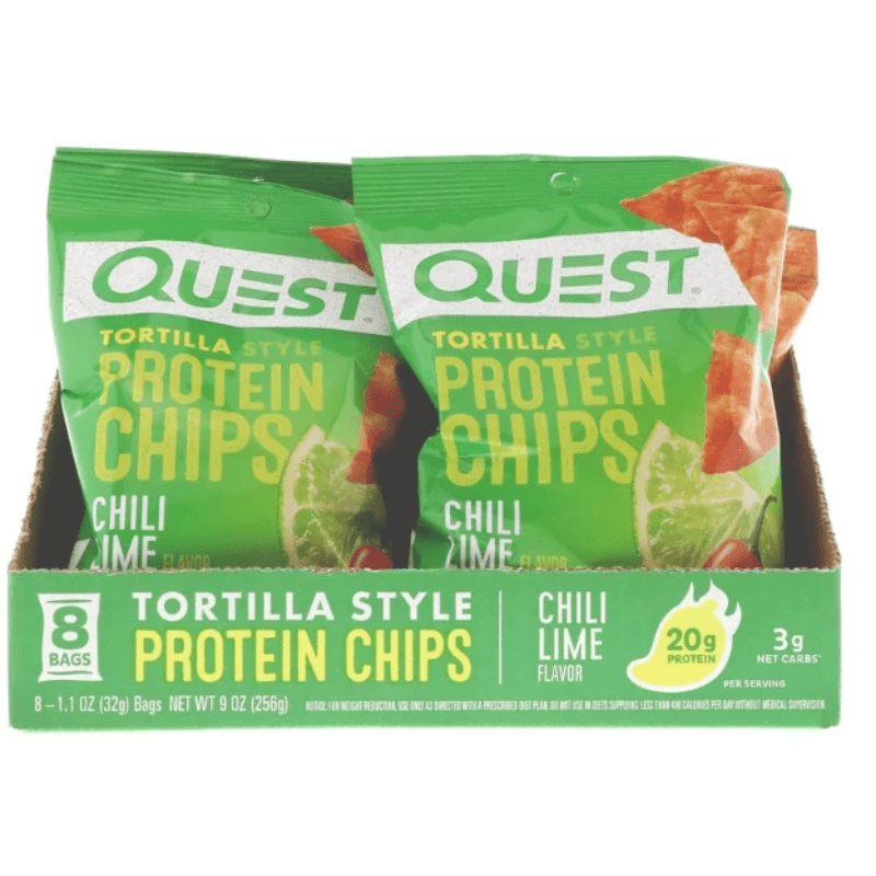 (8 pack) Quest Tortilla Style Protein Chips with 20g of Protein, Chili Lime Flavor, 1.1 Oz, Single