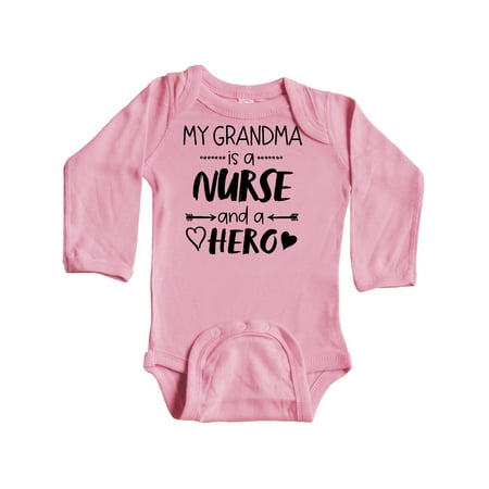 

Inktastic My Grandma is a Nurse and a Hero Gift Baby Boy or Baby Girl Long Sleeve Bodysuit