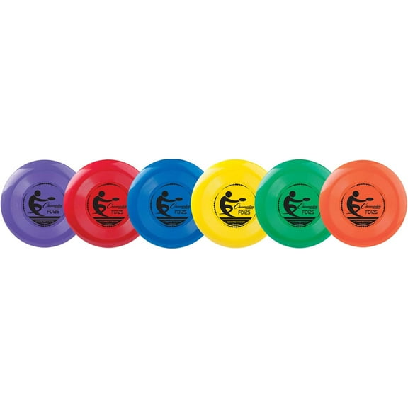 Champion Sports Competition Plastic Flying Discs, 9.5" D - Set of Six Assorted Colors