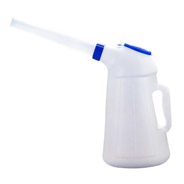Jarra de medición de aceite con tapa de fugas portátiles de aceite eficiente portátil resistente con jarra de aceite de boquilla para automóvil de 4l