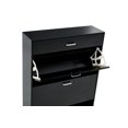 thumbnail image 5 of 4 Tier Shoe Storage Cabinet with 3 Flip Drawers, Modern Wood Base Shoe Cabinet with Metal Leg, Freestanding Shoe Storage Cabinet with Boot Position for Entryway, Living Room, Bedroom, Antique Gray, 5 of 7