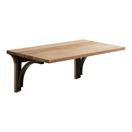 UPC: 0032231627886 | Kate and Laurel Corblynd Wood Wall Mounted Desk  Rustic Brown/Black 30x12x16