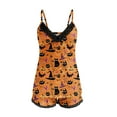 thumbnail image 3 of Halloween Pjs Women Pumpkin Ghost Printed 2 Piece Womens Pajamas Shorts Set Cami Top Loungewear Sets Woman Pajama Pants Women Set, 3 of 4