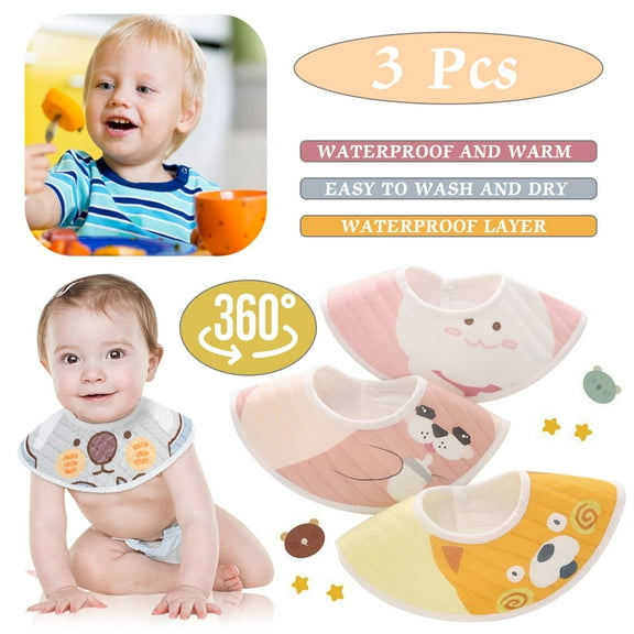 POINTERTECK 3 Pack 360 Baby Bandana Drool Bibs, Organic, Multi-colors, Unisex Baby Shower Gift Set for Teething and Drooling, Soft Absorbent and Hypoallergenic
