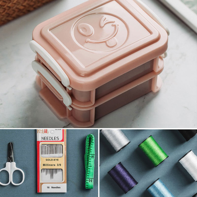 100 Pcs Mini Sewing Kit Thread Scissor Tape Pins Thimble Needle Travel Home KV 