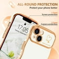 thumbnail image 4 of for iPhone 14 Case for Women Girls, Cute Wave Frame Curly Shape with Love Heart Pattern Raised Camera Protection Cover Luxury Plating Shockproof Phone Case for iPhone 14, White, 4 of 16