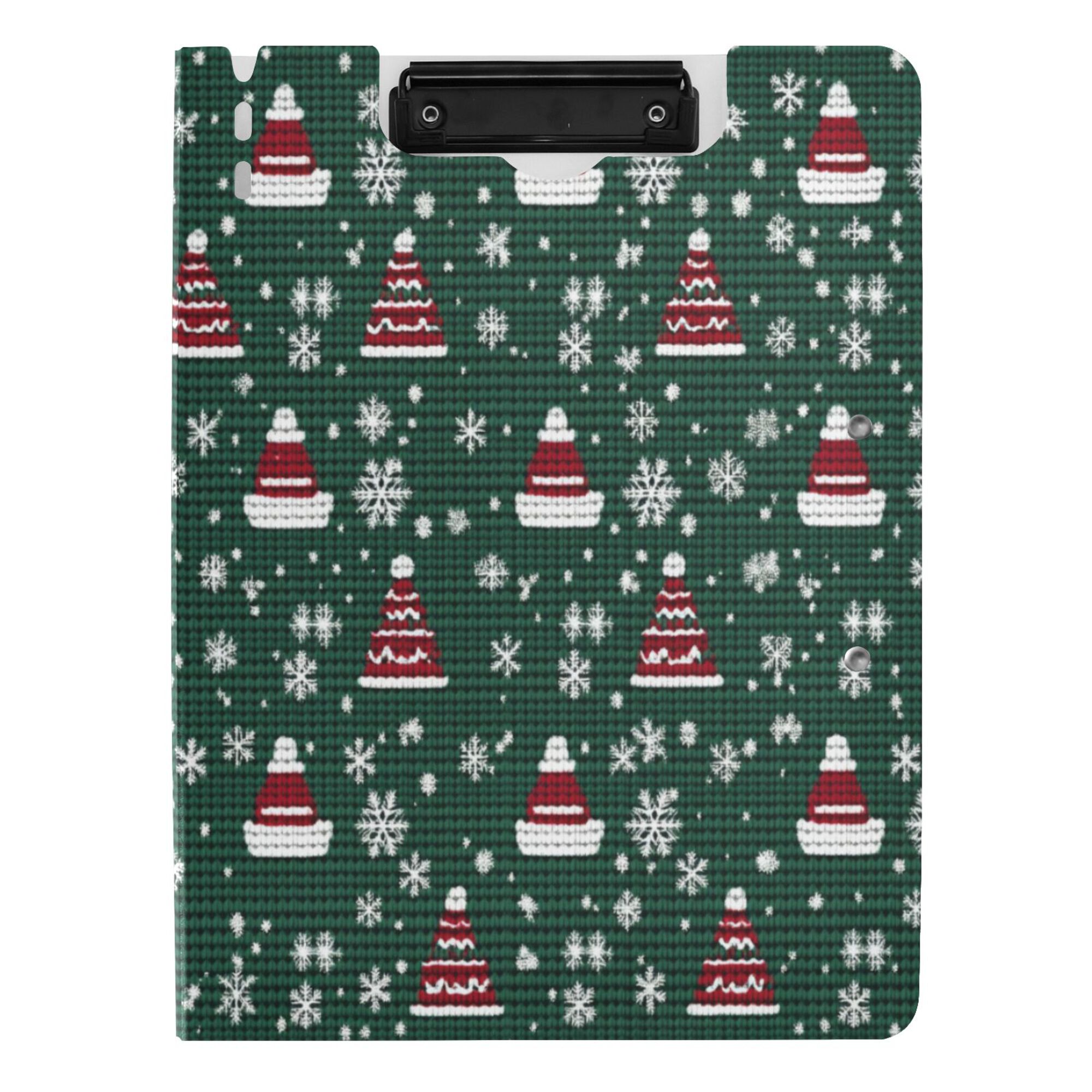 FORMRS A4 Clipboard Folder with Pen Holder Horizontal Foldable School Office Binder, Red Christmas Trees