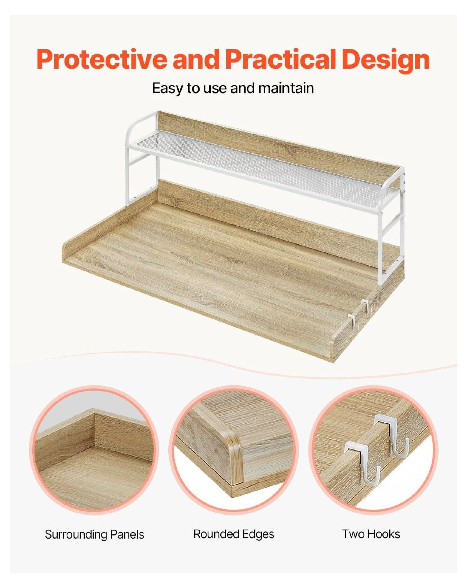 Washer Dryer Countertop 54x27", Laundry Topper with Shelf, Wooden Washer and Dryer Stand - Oak