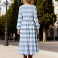 thumbnail image 6 of ATOGUTA Princess Dresses For Girls Long Sleeve Crew Neck Casual Striped Dresses Fall Flowy Dress with Pockets Party Holiday Outfits Size 4T-15, Blue, 6 of 6