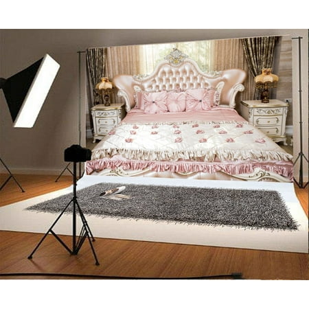 Mohome Polyster 7x5ft Bedroom Backdrop Fancy Sofa Pink Bed Headboard Mohome Polyster 7x5ft Bedroom Backdrop Fancy Sofa Pink Bed Headboard Lamps Curtain European Archiculture Wedding