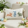 thumbnail image 4 of Orangide Easter Pillow Covers Bunny Easter Decoration Textured Lumbar Pillow Covers with Tassel White Rabbit Bunny Embroidery Throw Pillowcase for Holiday Festival Sofa Bedroom Car, 4 of 6