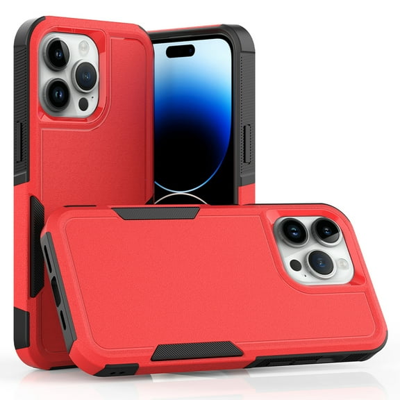 Decase Heavy-Duty Rugged Case for iPhone 15 Pro Max,Dual Layer Military Grade Drop Protection Anti-Fingerprint Anti-Scratch Hard Cover Silicone Bumper Shockproof Case for iPhone 15 Pro Max,Red
