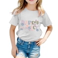 thumbnail image 1 of PMVFHDE T-Shirt pour Filles T-Shirts Graphiques Mignons Hauts d'Été pour Filles Enfants Pâques T-Shirt Graphique Mignon Col Rond Manches Courtes T-Shirt Décontracté d'Été Blanc, 1-2 Ans, 1 of 4