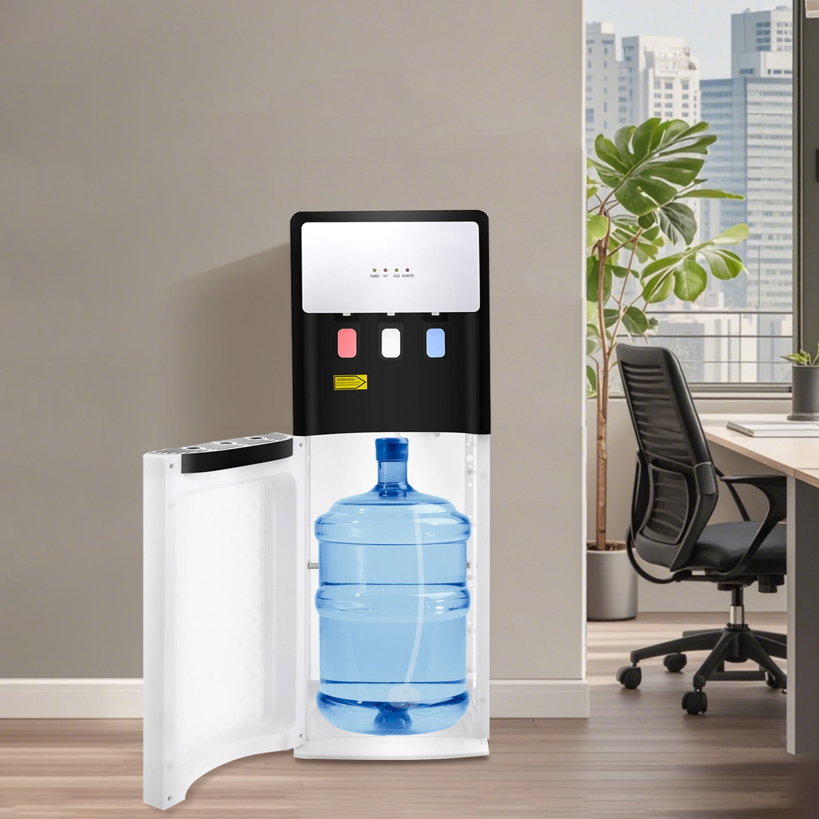 5 Gal Bottom Loading Water Dispenser, 3 Spouts Hot Cold Room Temp Water Cooler for Home Office Gym Hotel, White