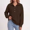 thumbnail image 5 of TtopsQueen Women Waffle Knit Henley Sweatshirt, Polo Collar With Button Placket, Long Sleeve Drop Shoulder Pullover, Oversized Loose Fit Casual Going‑Out Tops Coffee,XL, 5 of 8