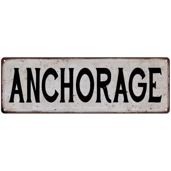 ANCHORAGE Vintage Look Rustic Metal 8x24 Sign City State 108240041218