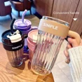 thumbnail image 4 of Simple Large Capacity Handy Plastic Cup Girl Office Mug Handle Straw Water Cup Couple Drinking Cup, 4 of 7