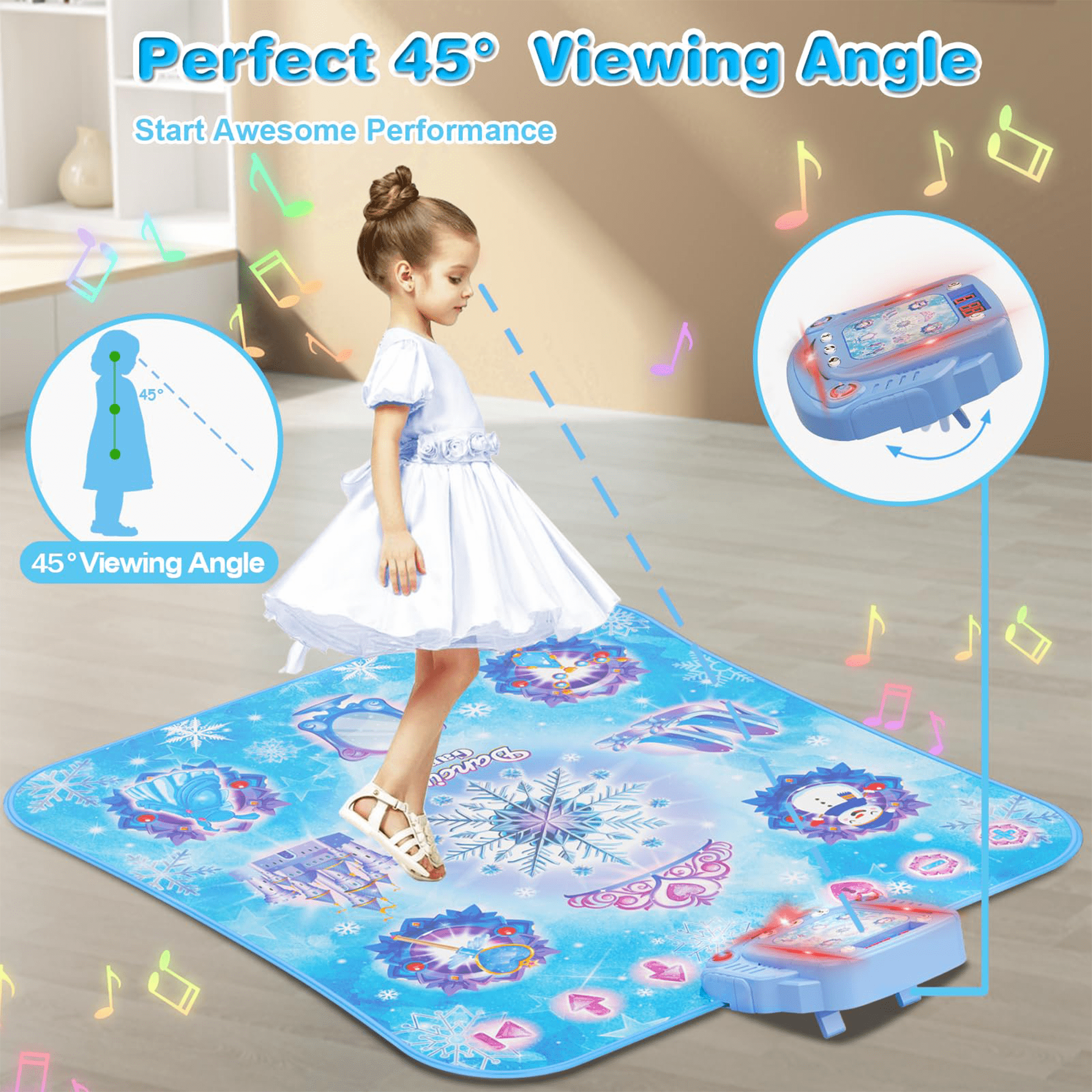 Richgv Kids Dance Mat, Girl Toy Light up Dance Pad with Bluetooth, Music Dance Game Toy Gift for 3-12 Year Old Girls