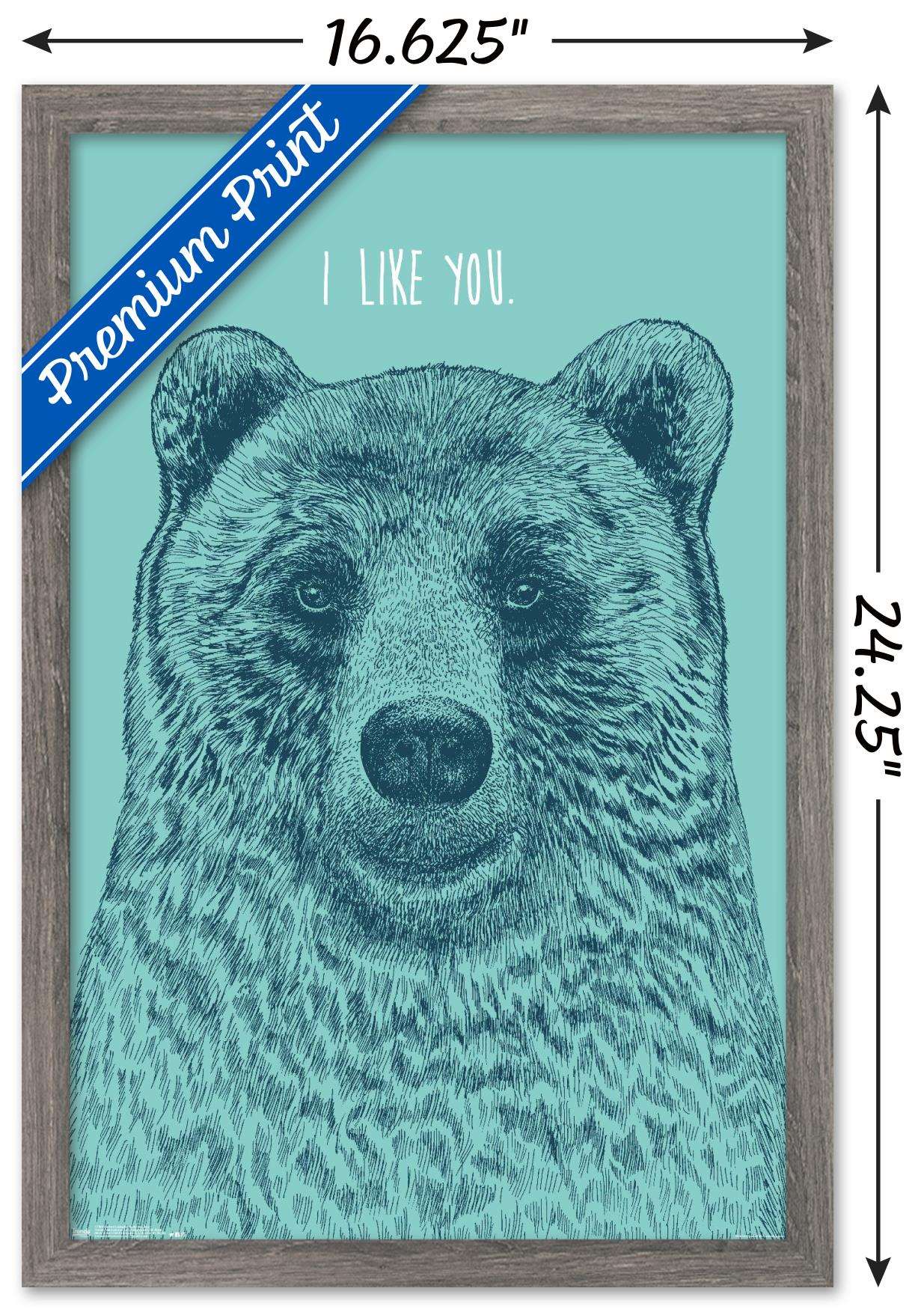 Rachel Caldwell - I Like You Bear Wall Poster, 14.725" x 22.375", Framed