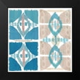 thumbnail image 2 of Kouta, Flora 12x12 Black Modern Framed Museum Art Print Titled - Denim Ikat II, 2 of 5