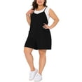thumbnail image 4 of FAB CURVES Plus Size Romper for Women 2025 Summer Casual Sleeveless Spaghetti Strap Shorts Overalls Jumpsuit 1X Black, 4 of 6