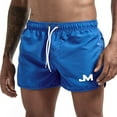 thumbnail image 2 of Mens Swim Trunks Men's Solid Color Casual Beach Board Shorts Sports Quick-Dry Swim Trunks with Drawstring Summer Surfing Bathing Suit Crop Pants for Swimming Travel Blue 2XL, 2 of 5