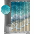 thumbnail image 4 of Ocean Summer Coastal Bathroom Curtain 72 Inch Shower Stall Curtain with Hooks, Sea Waves Blue Green Water Beach Waterproof Polyester Bath Curtain Washable Bathtub Curtain 36''x 72'', 4 of 6