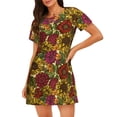 thumbnail image 1 of Vsdgher Chemise de Nuit à Manches Courtes Motif Tournesol pour Femmes, Col Rond, Mignonne, Confortable, 1 of 6