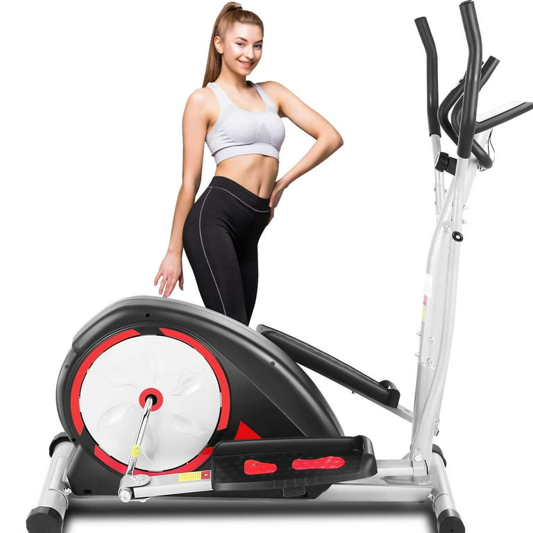 ANCHEER Exercise Elliptical Machine with 8 Resistance Method 15 Stride Cross Trainer with Pulse Rate Grips LCD Monitor Smooth Quiet Driven 350