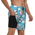 thumbnail image 3 of Picia Panda Flying in the Sky pattern Mens Swim Trunks with Compression Liner Stretch Beach Shorts Quick Dry with Zipper Pockets No-Chafing Board Shorts-Large, 3 of 9