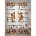 thumbnail image 5 of Sheer Curtains 84 inches Long, Fall Thanksgiving Pumpkin Sunflower Maple Leaf Wood Stripes Harvest Light Filtering Sheer Window Curtains Rod Pocket Voile Drapes for Bedroom, 52"Wx84"L 2 Panels, 5 of 7