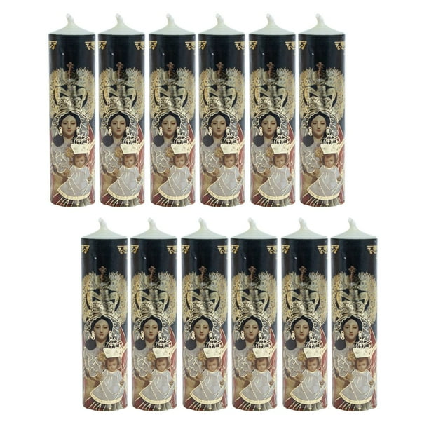 Mini Cirio, paquete Con 12 Piezas decorados para recuerdos (Virgen de la candelaria)