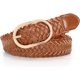 thumbnail image 1 of Cinturón trenzado de cuero flaco para mujer, cinturón fino tejido a mano con hebilla dorada para mujer para pantalones vaqueros vestidos, 1 of 5