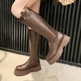 thumbnail image 4 of Brown Females Stylish Knight Boots With Thick Base For Autumn And Winter Season Comfortable And Trendy With Elastic Material, 4 of 8