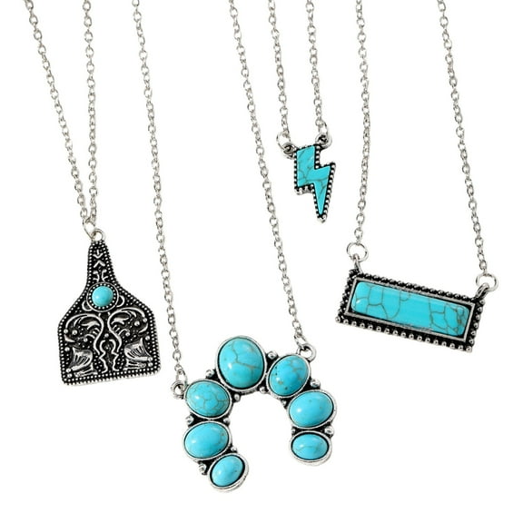 YIEMEEN Pack of 50 Bohemian Inspired Turquoise Jewelry Set Necklaces and Bracelets Lightweight Design for Travel Accessory