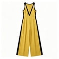 thumbnail image 4 of Sokhug Women Sleeveless Wide Leg Jumpsuit Deep V Neck Contrast Binding with Pocket Elegant Formal Casual Full Length Romper, 4 of 6