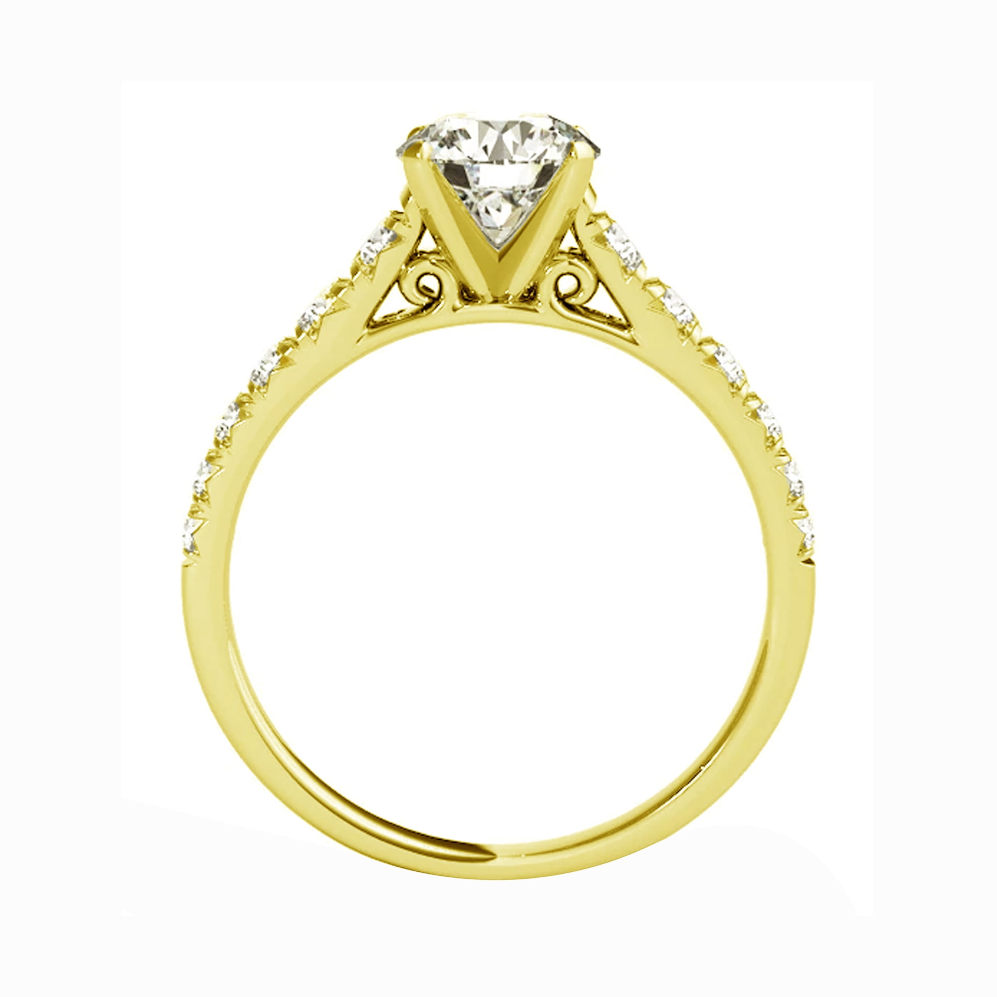 Arista 2.25 cts Round Swarovski Diamond Solitaire Bridal Set in Yellow plated Sterling Silver