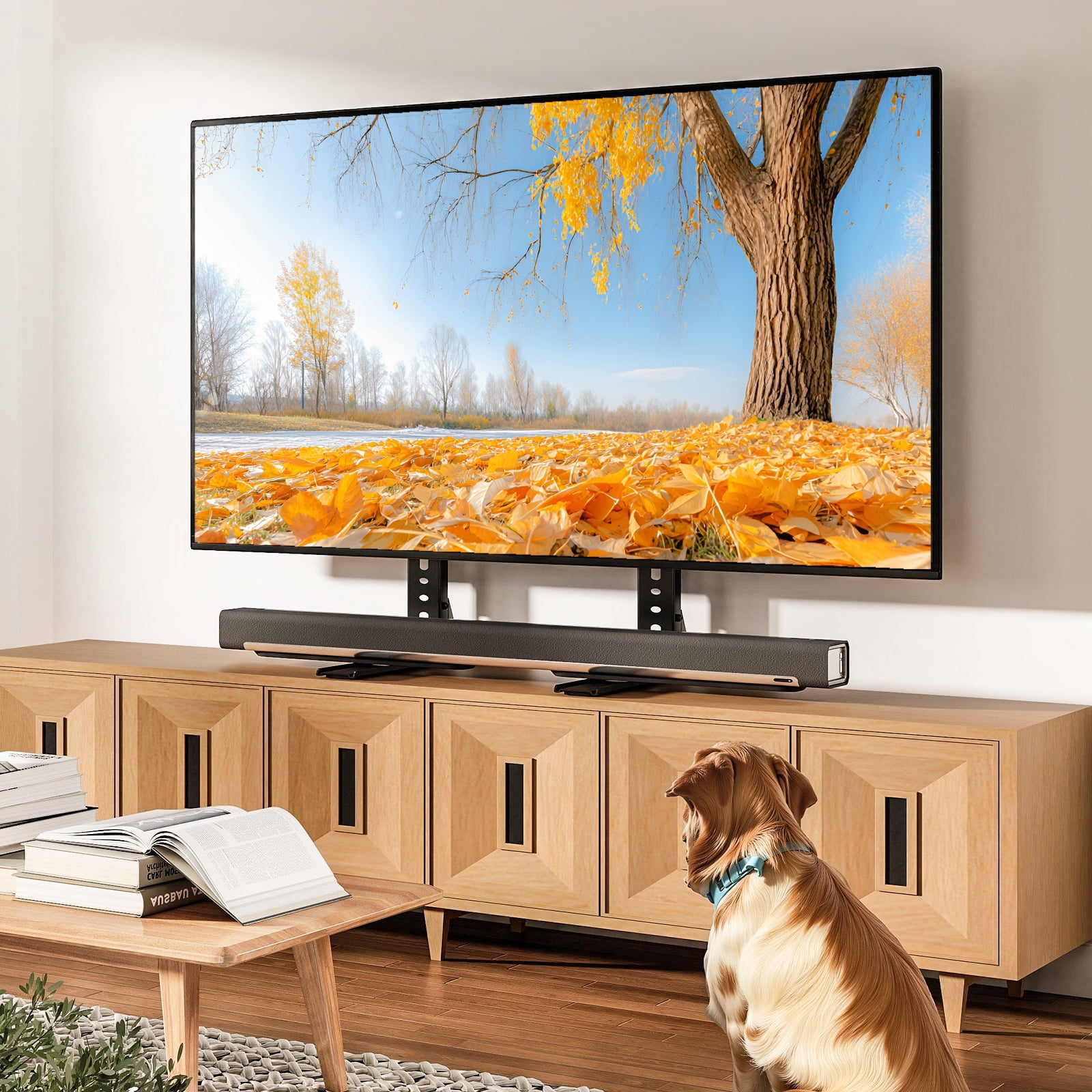 RTVR Universal  Table Top TV Stand  Base Height Adjustable  for Most 20 to 75 inch LCD LED TVs up to 110lbs
