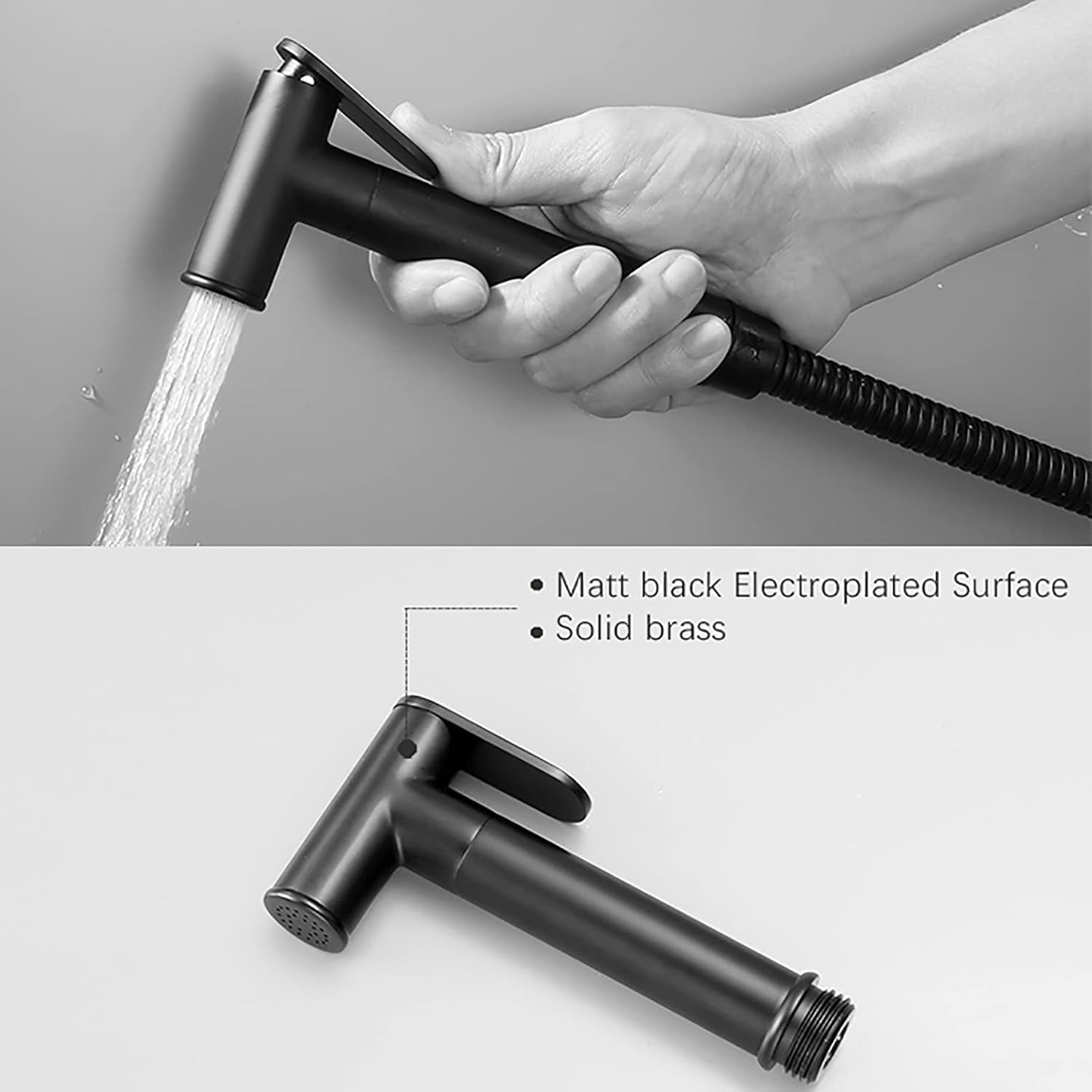 Black Handheld Bidet Sprayer for Toilet, Brass Bathroom Cloth Diaper Sprayer Set with Cold and Hot Water, Wall Mounted Toilet Bidet Sprayer Kit for Feminine Hygiene, Bathing Pets